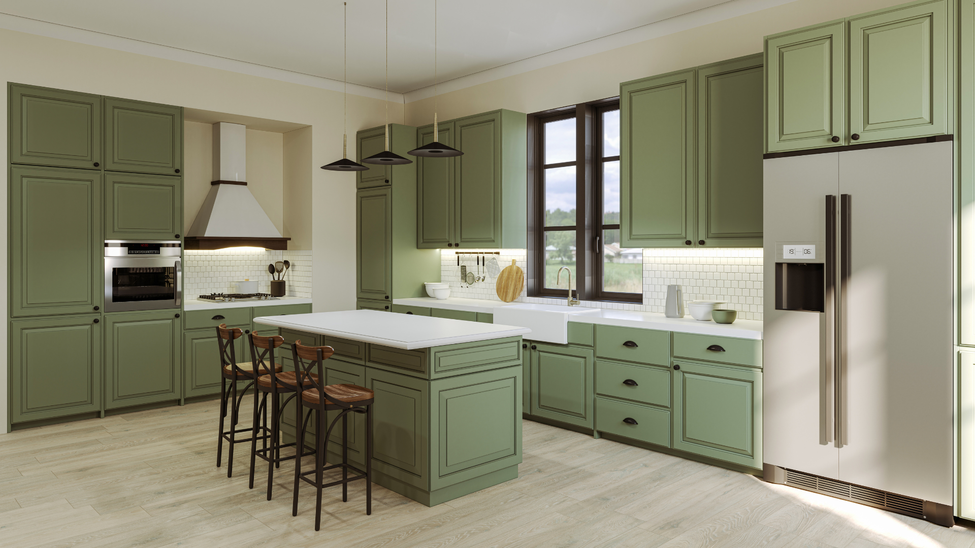 Green Cabinet Kitchen Island