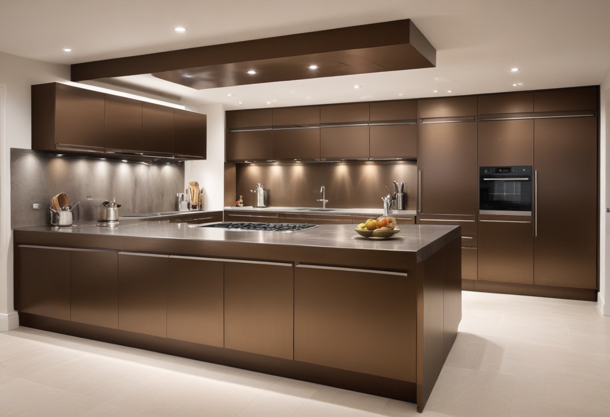 Warm Aluminium Cabinets, Colour, Finish, Kitchen, Decor.