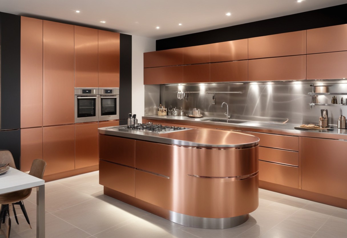 Warm Aluminium Cabinets, Colour, Finish, Kitchen, Decor.