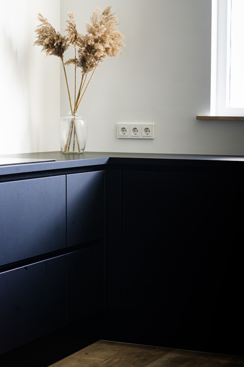 Black Wooden Cabinet Near White Wall