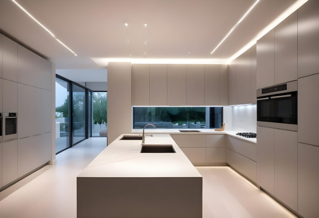 minimalistic aluminium cabinets, kitchen, decor, interior design