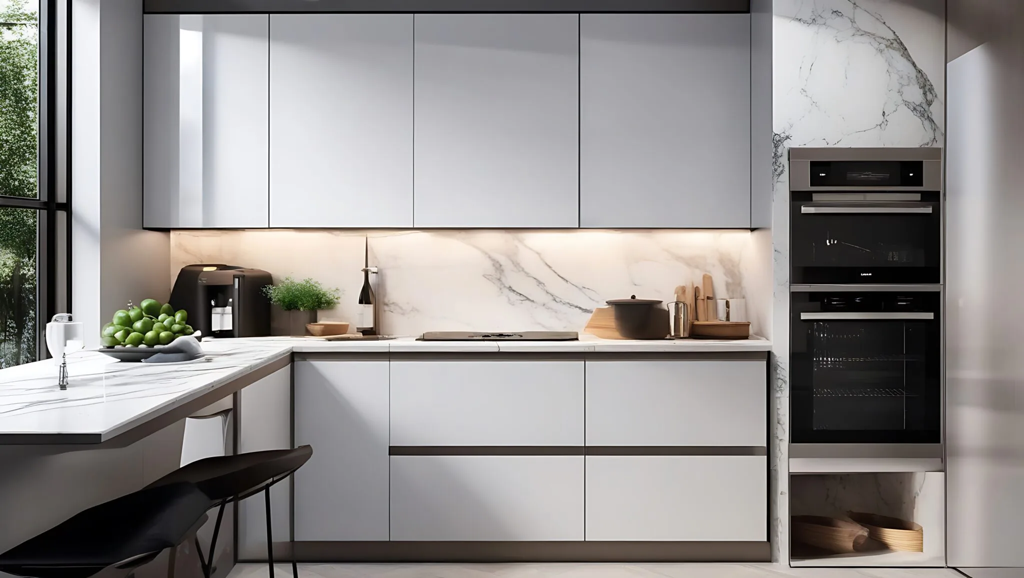 6g aluminium kitchen door petg matte handleless