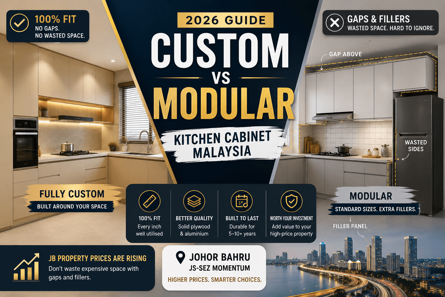 Kitchen Cabinet Johor Bahru Custom Vs Modular Cabinets